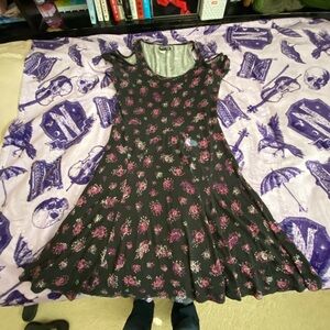 Hot Topic Music Note Floral Cold Shoulder Dress